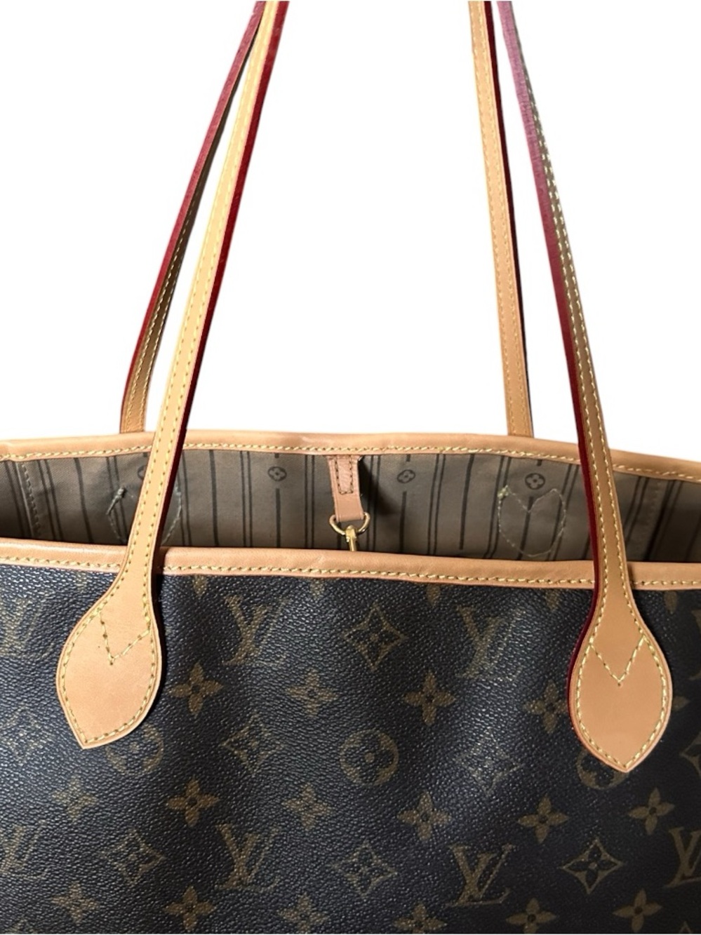Louis Vuitton Monogram Neverfull Tote with Matching Pouch - Brown/Beige - Picture 5 of 8